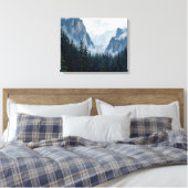 Misty Forest Mountains Wrapped Canvas | Natuur Lan Afdruk (Insitu (Slaapkamer))