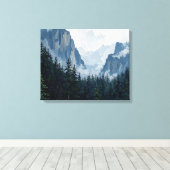 Misty Forest Mountains Wrapped Canvas | Natuur Lan Afdruk (Insitu (Houten vloer))