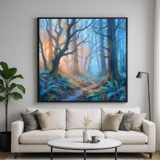 Misty Forest Mystic Path  - Pastel Painting Style Poster