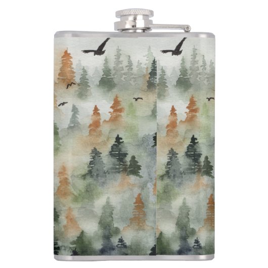 Misty Forest Officieel in ruste kolf Heupfles (Achterkant)