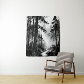 Misty Forest Path Tapestry | Sunlight Through Pine Wandkleed (In situ)