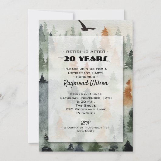 Misty Forest Retirement Party Kaart (Voorkant)