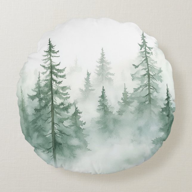 Misty Forest  Rond Kussen (Voorkant)