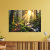 Misty Forest Sanctuary Canvasprint Canvas Afdruk (Insitu (Woonkamer))