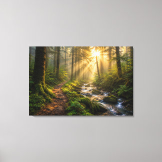 Misty Forest Sanctuary Canvasprint Canvas Afdruk