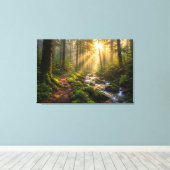 Misty Forest Sanctuary Canvasprint Canvas Afdruk (Insitu (Houten vloer))