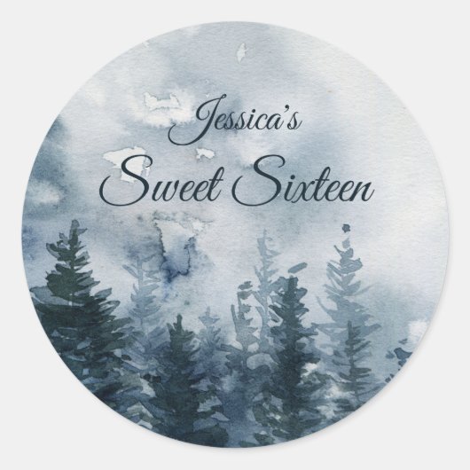 Misty Forest Sweet Sixteen Ronde Sticker (Voorkant)