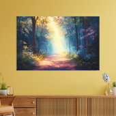 Misty Forest Trail als de dageraad breekt Canvas Afdruk (Insitu (Woonkamer))
