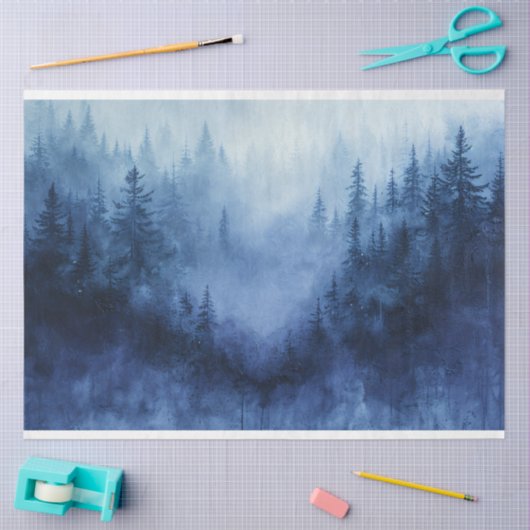 Misty Forest Waterverf Pijnbomen Decoupage Tissuepapier (Craft)