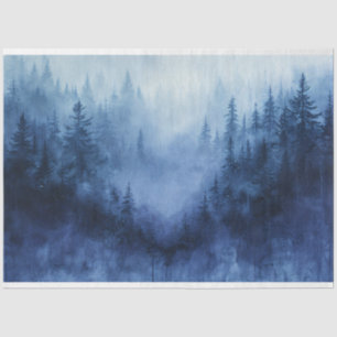 Misty Forest Waterverf Pijnbomen Decoupage Tissuepapier