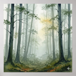 Misty Forest-Waterverf Poster