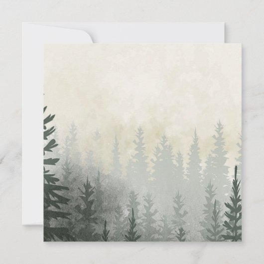 Misty Forest Waterverf Trees Romantic Wedding (Achterkant)