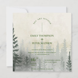 Misty Forest Waterverf Trees Romantic Wedding