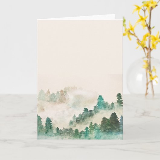 Misty Forest Waterverf Wenskaarten Kaart (Gele Bloem)