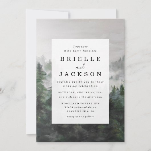 Misty Forest Wedding Invitation Kaart (Voorkant)