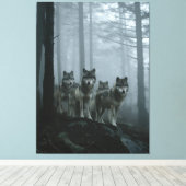 Misty Forest Wolf Pack Canvas Afdruk (Insitu (Houten vloer))
