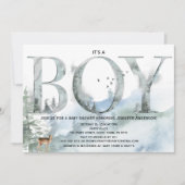 Misty Forest Woodland Country Deer Boy Baby shower Kaart (Voorkant)