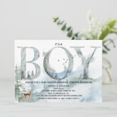 Misty Forest Woodland Country Deer Boy Baby shower Kaart (Staand voorkant)