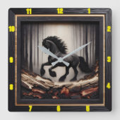 Misty Gallop: verkoold Fries hout Vierkante Klok (Voorkant)