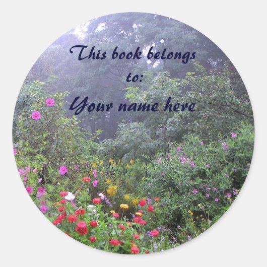 Misty Garden Bookplate Ronde Sticker (Voorkant)