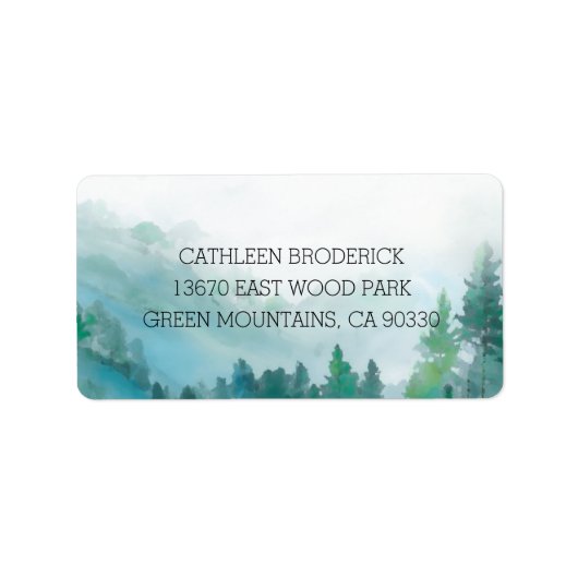 Misty Green en White Rustic Woodland Adres Etiket (Voorkant)