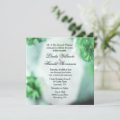 Misty Green Floral Wedding Invitations Kaart (Staand voorkant)