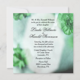 Misty Green Floral Wedding Invitations Kaart