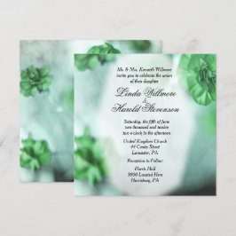 Misty Green Floral Wedding Invitations Kaart
