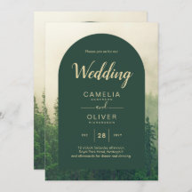 Misty Green Forest Pine Trees Wedding