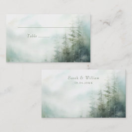 Misty green forest Wedding Place Card Plaatskaartje