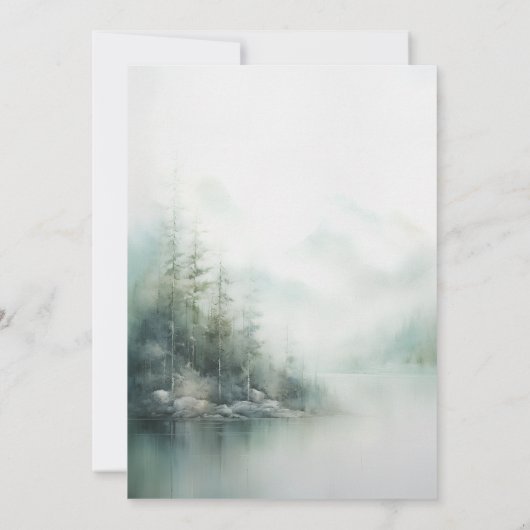 Misty green forest Wedding Table Seating Card Kaart (Achterkant)