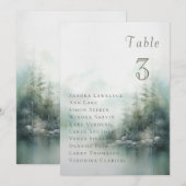 Misty green forest Wedding Table Seating Card Kaart (Voorkant / Achterkant)