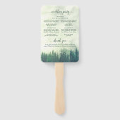 Misty Green Pine Trees Rustic Wedding Programme Handwaaier (Achterkant)