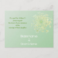 Misty Green Queen Anne's Lace Weddding Invitation