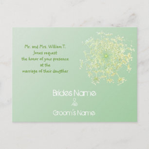 Misty Green Queen Anne's Lace Weddding Invitation Uitnodiging Briefkaart