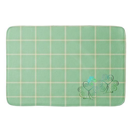 Misty Green Square Shamrocks Badmat (Voorkant)