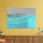 'Misty' Grey en Turquoise Abstract Art Print (Insitu (Woonkamer))
