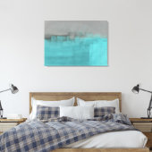 'Misty' Grey en Turquoise Abstract Art Print (Insitu (Slaapkamer))