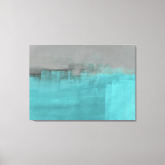 'Misty' Grey en Turquoise Abstract Art Print
