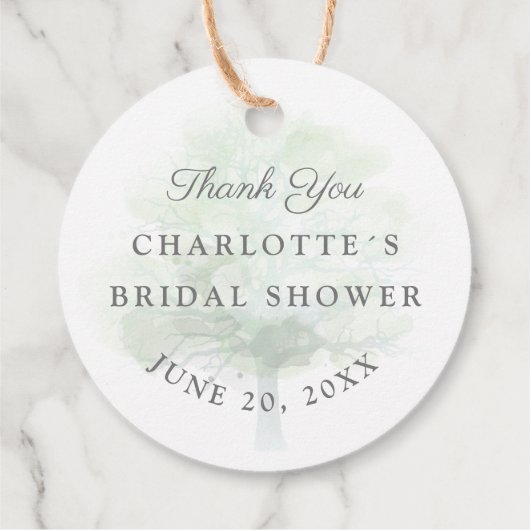 Misty groene eik boom dank u label (Achterkant)