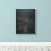 Misty Harbour Twilight - Impressionistisch Maritie Canvas Afdruk (Insitu (Houten vloer))