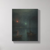 Misty Harbour Twilight - Impressionistisch Maritie Canvas Afdruk (Voorkant)