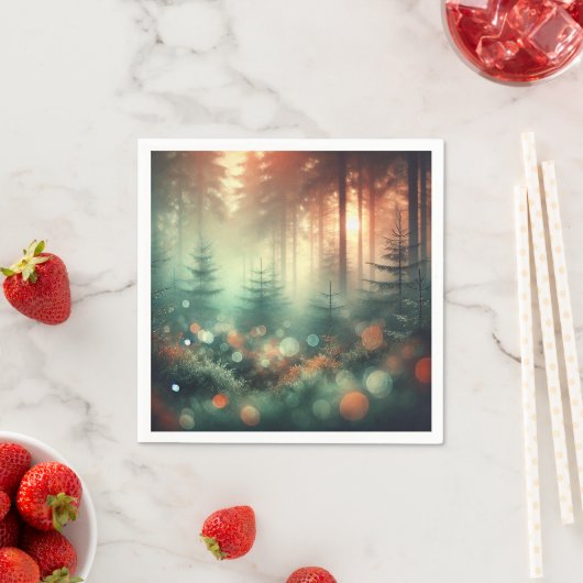 Misty Herfst Morning Forest Bokeh Effect Decoupage Servet (Insitu)