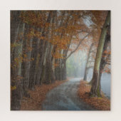 Misty Herfst Trees Country Road Travel Adventure Legpuzzel (Verticaal)