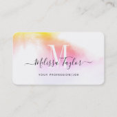 Misty Holography Pink and Gold Monogram Foto Visitekaartje (Voorkant)