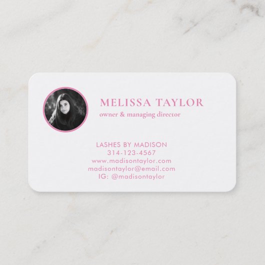 Misty Holography Pink and Gold Monogram Foto Visitekaartje (Achterkant)