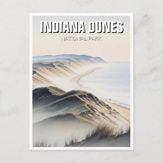 Misty Indiana Dunes National Park Travel Briefkaart (Voorkant)