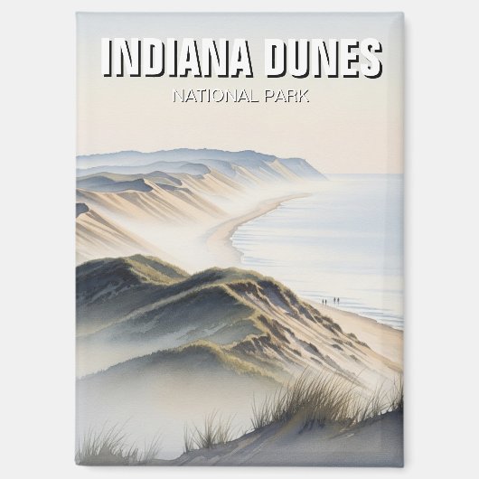 Misty Indiana Dunes National Park Travel Magneet (Voorkant)