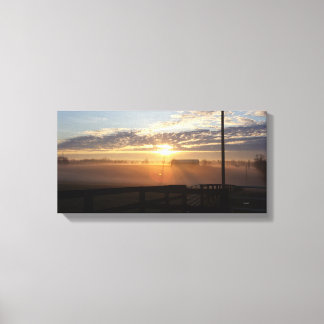 Misty Kentucky Horse Boerderij Sunrise Canvas Afdruk