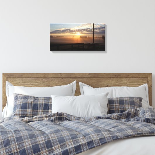 Misty Kentucky Horse Boerderij Sunrise Canvas Afdruk (Insitu (Slaapkamer))
